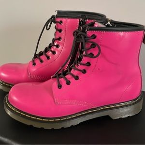 Dr Martens Delaney Hot Pink Patent Leather Boots